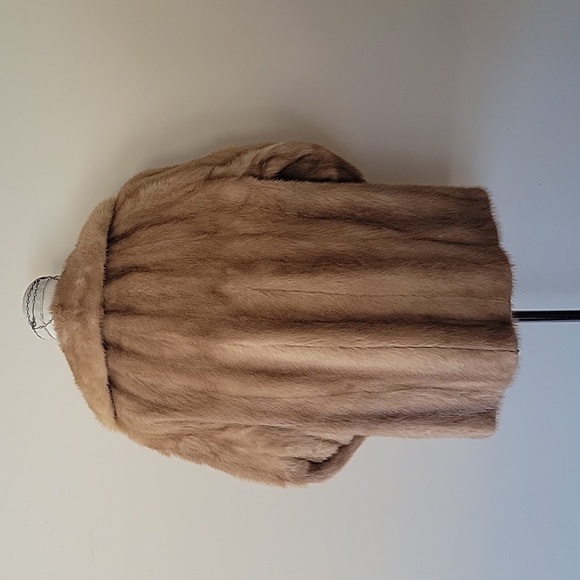 TRUE Vintage Caramel Brown MINK Fur Coat size Small Embroidery lined - Picture 6 of 13
